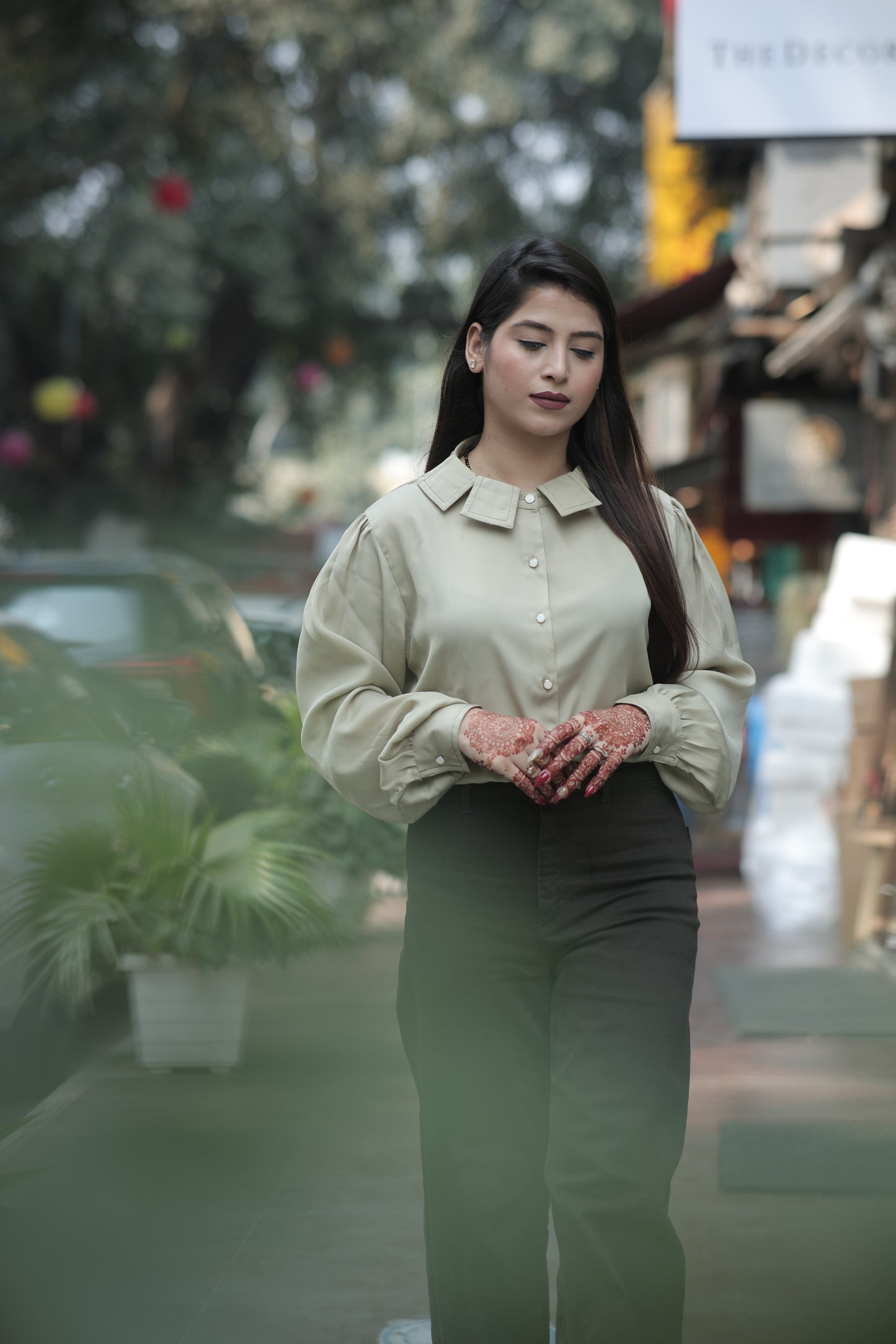 Velltiska Thistle Charm – Thistle Green Designer Collar Shirt