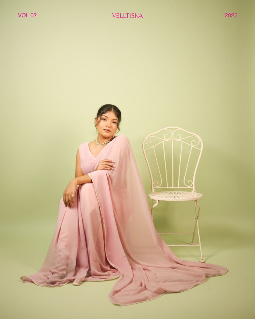 Nazakat: Pastel Pink Heavy Georgette Saree with White Piping