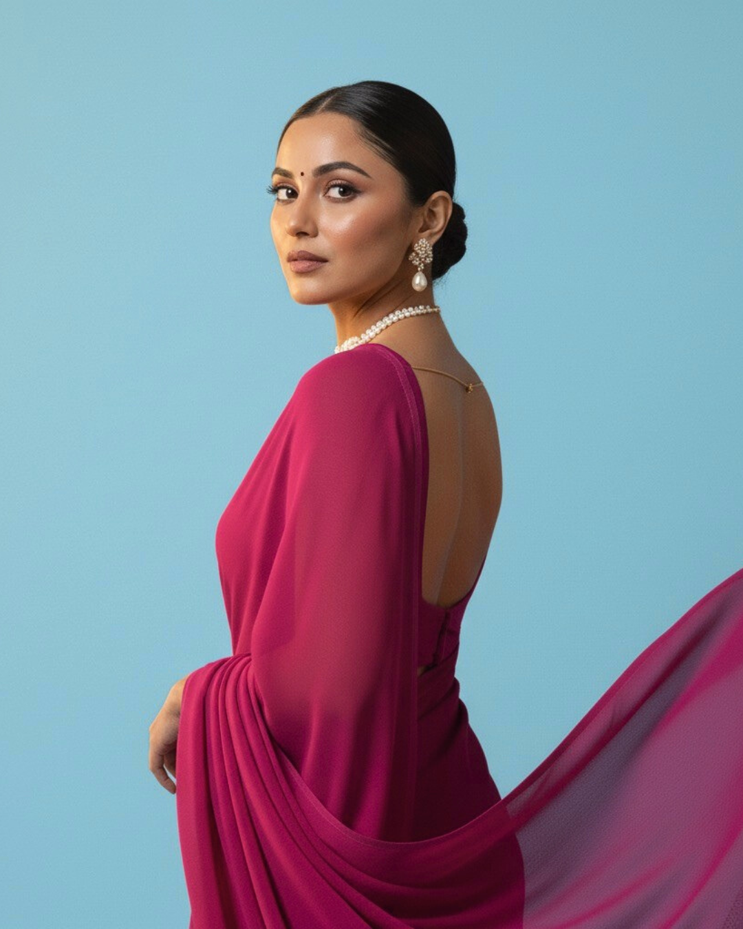 Dilruba: Magenta Heavy Georgette Saree with Piping