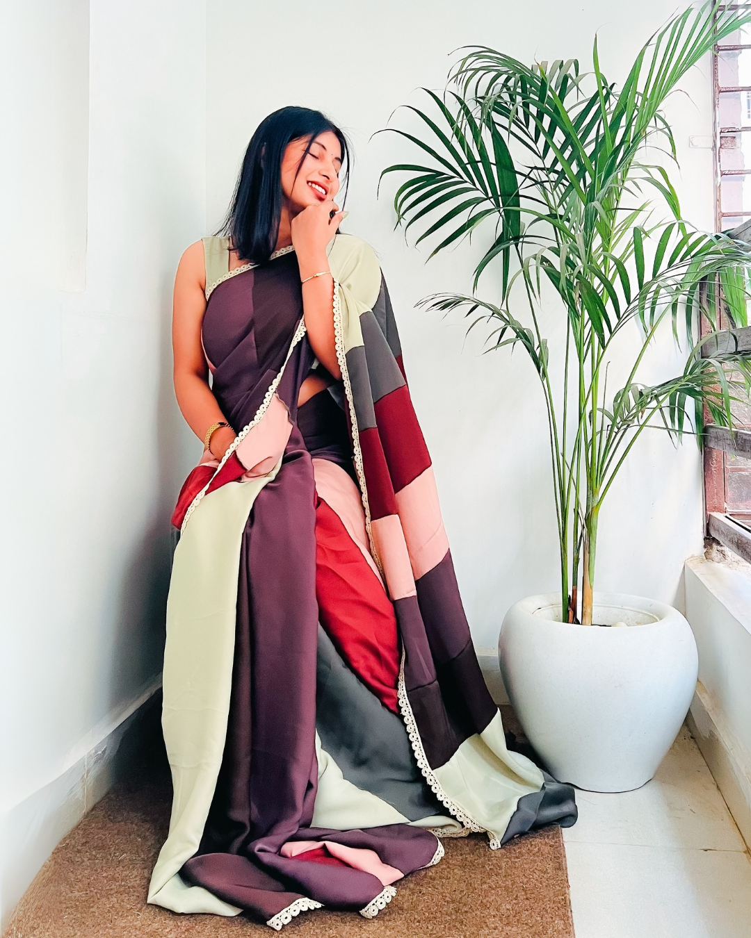 Stitched in Silence- Colorblock Elegance
