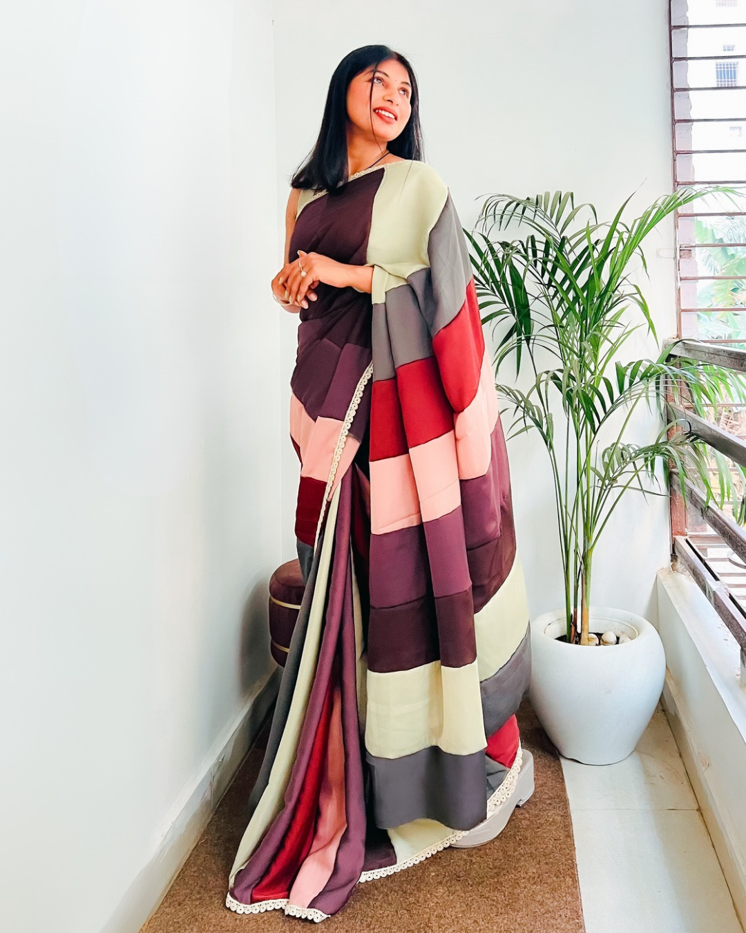 Stitched in Silence- Colorblock Elegance