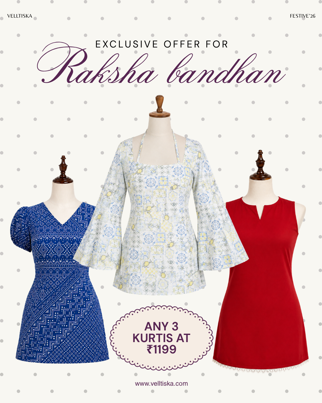 Raksha Bandhan Trio 01: Blueberry, Lemonade, Cherry Soda Kurti Bundle