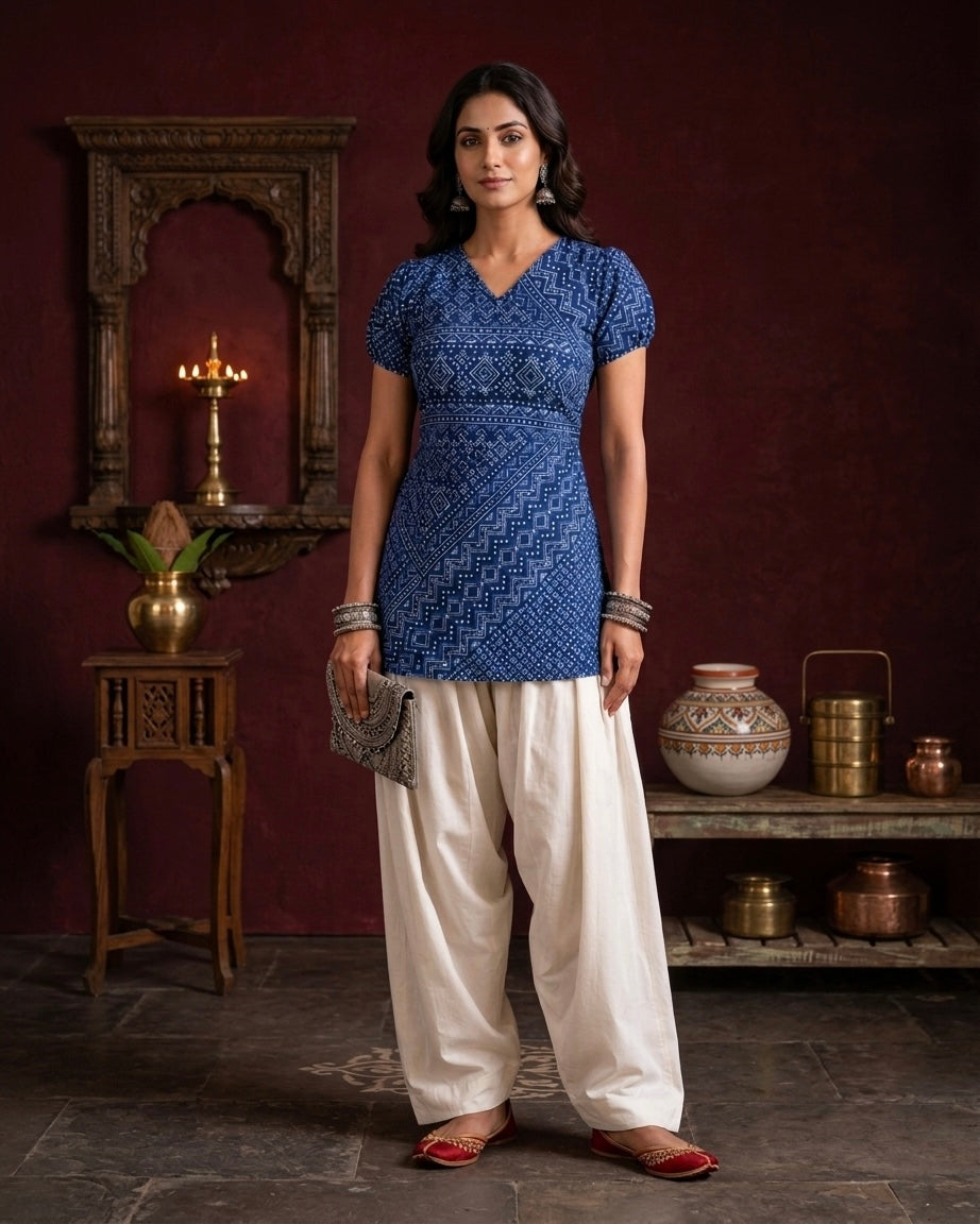 Blueberry Farshi Salwar Coord Set For Women | Printed Ethnic Coord Set by Velltiska