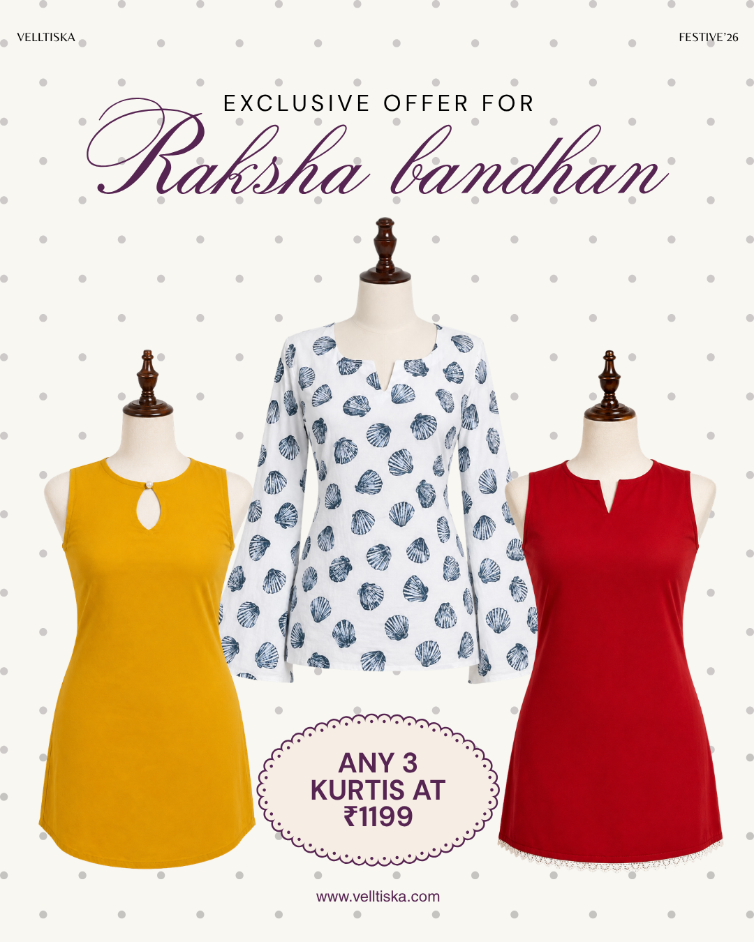Raksha Bandhan Trio 02: Honey Pie, Sea Girl, Cherry Soda Kurti Bundle