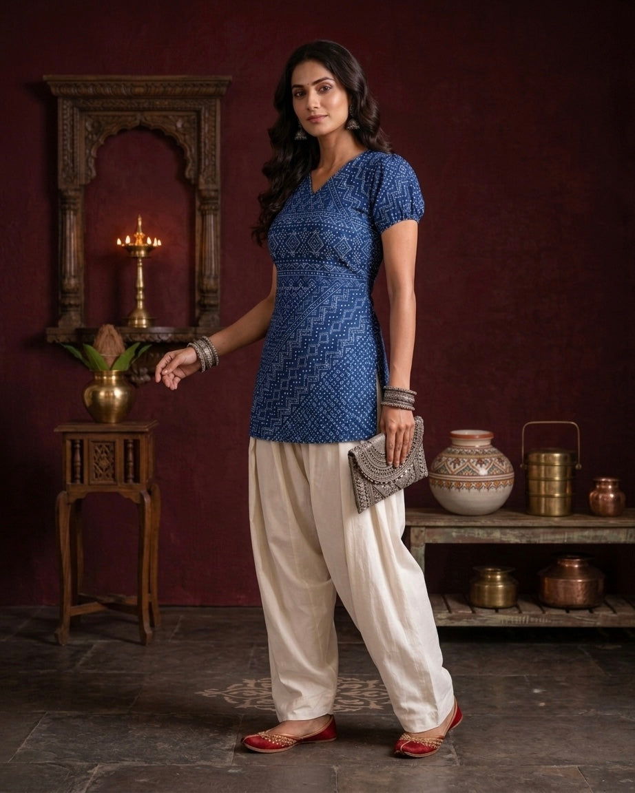 Blueberry Farshi Salwar Coord Set For Women | Printed Ethnic Coord Set by Velltiska