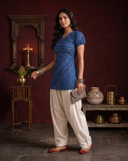 Blueberry Farshi Salwar Coord Set For Women | Printed Ethnic Coord Set by Velltiska