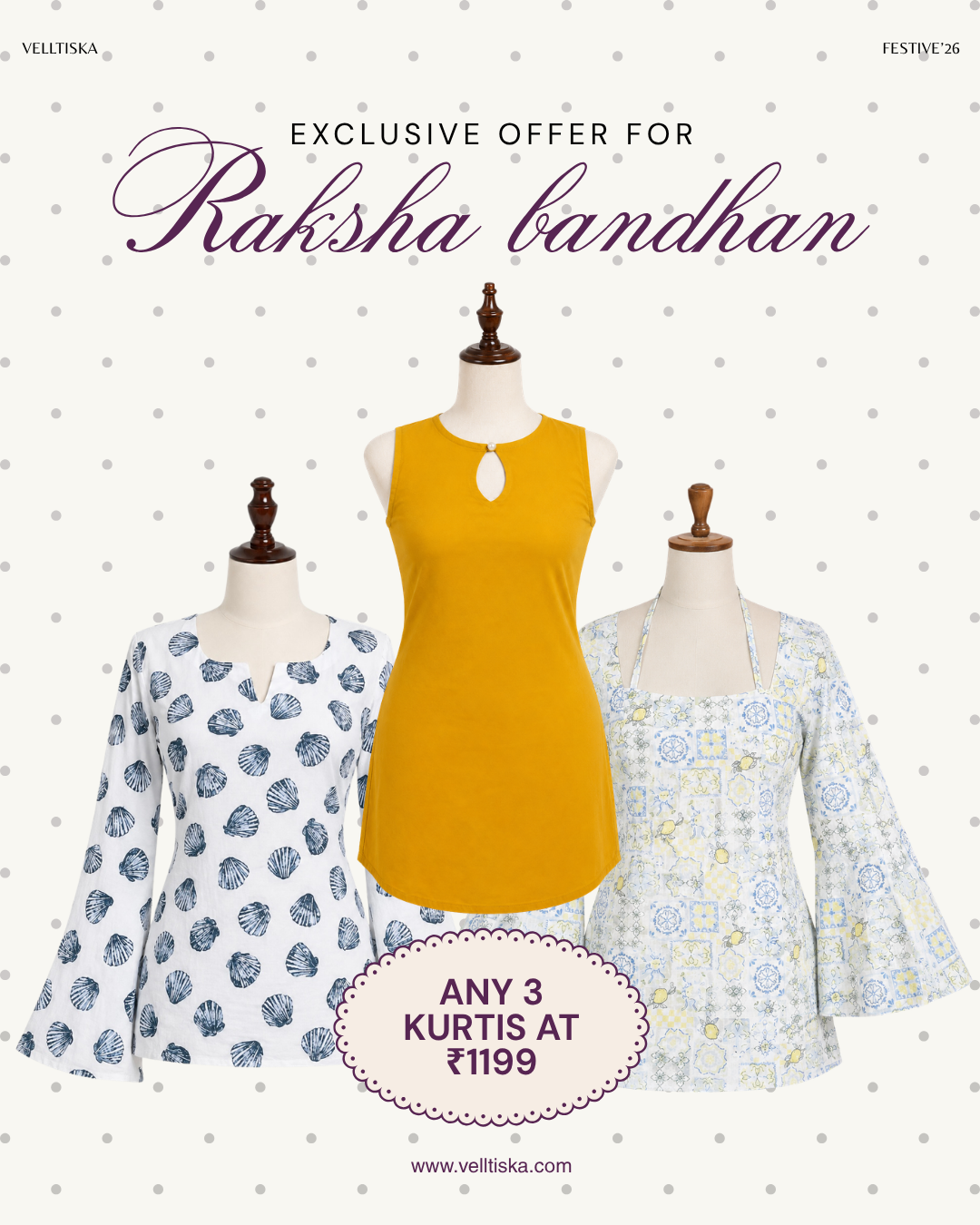 Raksha Bandhan Trio 07: Sea Girl, Honey Pie, Lemonade Kurti Bundle
