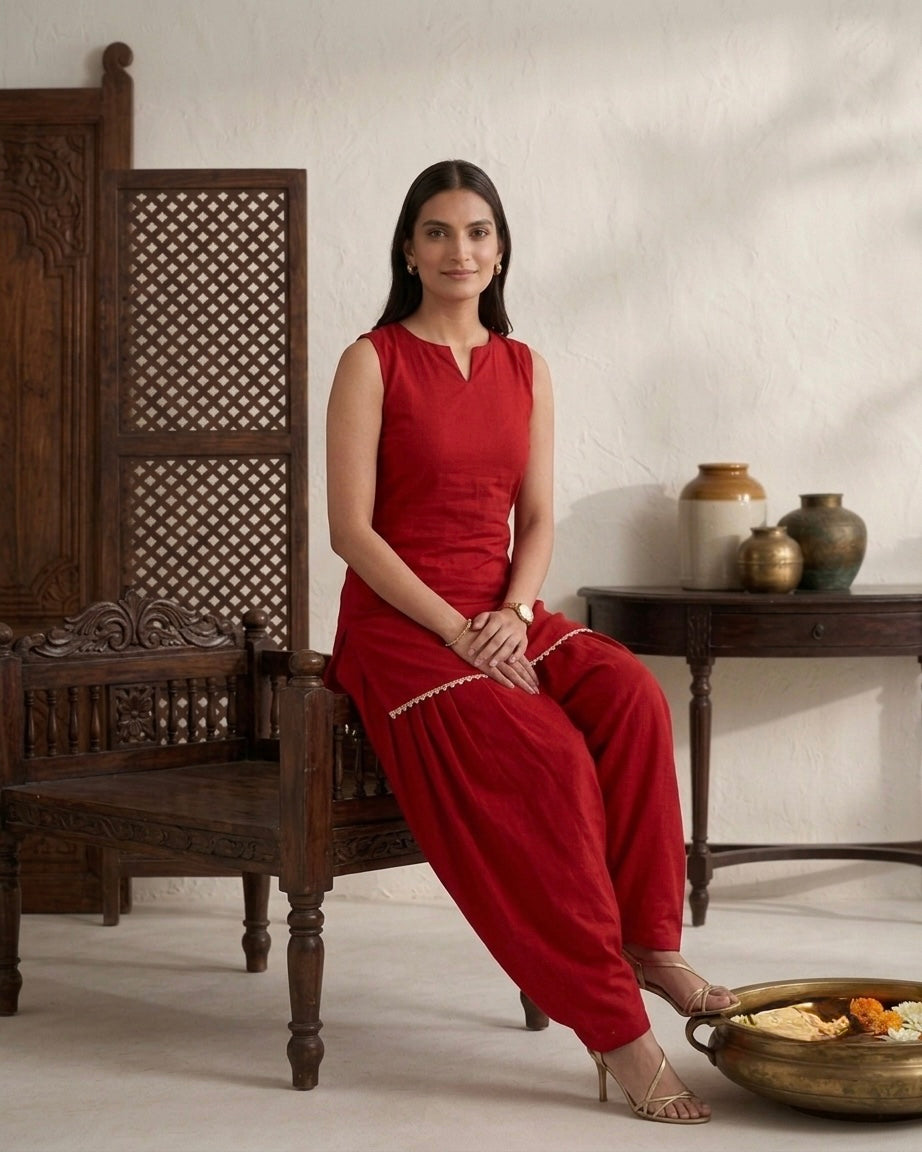 Cherry Soda Farshi Salwar Coord Set For Women | Printed Ethnic Coord Set by Velltiska