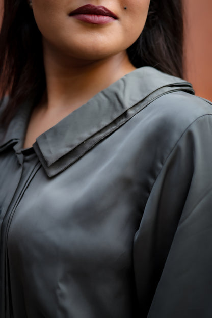 Velltiska Steel Luxe – Steel Grey Designer Collar Shirt