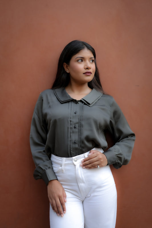 Velltiska Steel Luxe – Steel Grey Designer Collar Shirt