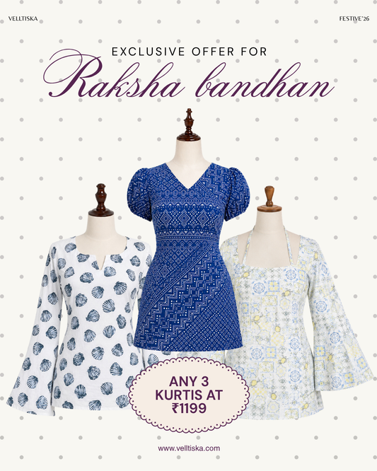 Raksha Bandhan Trio 03: Sea Girl, Blueberry, Lemonade Kurti Bundle