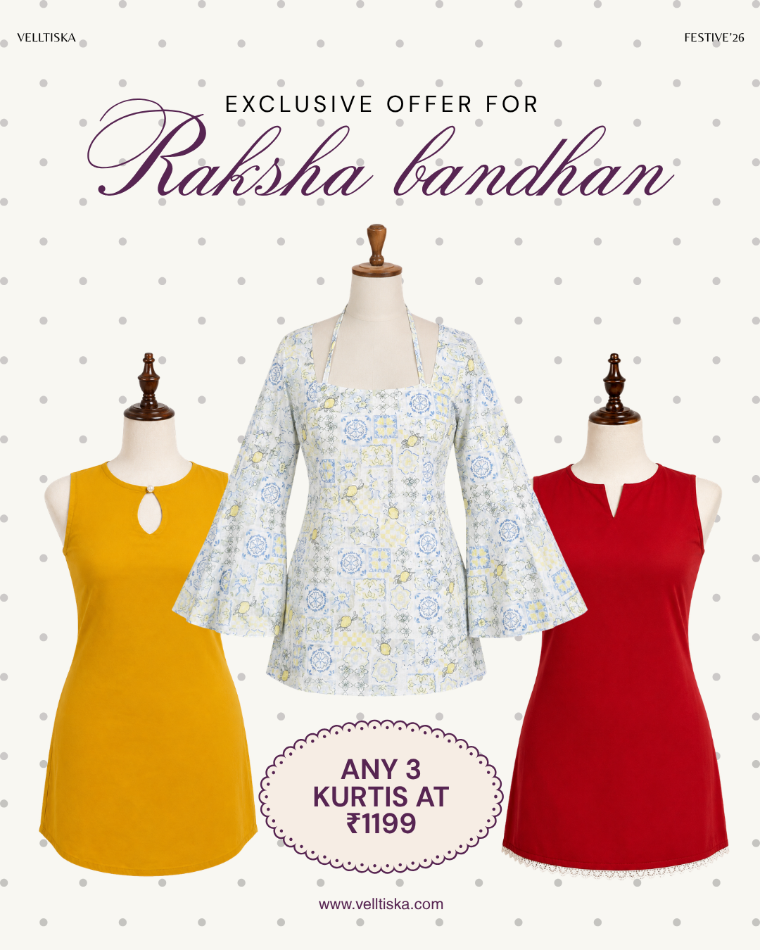 Raksha Bandhan Trio 09: Honey Pie, Lemonade, Cherry Soda Kurti Bundle