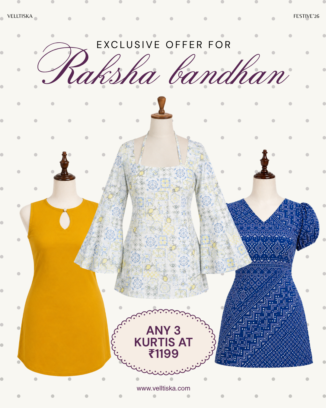 Raksha Bandhan Trio 06: Honey Pie, Lemonade, Blueberry Kurti Bundle