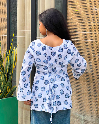 Sea Girl Short Kurti with Corset Back