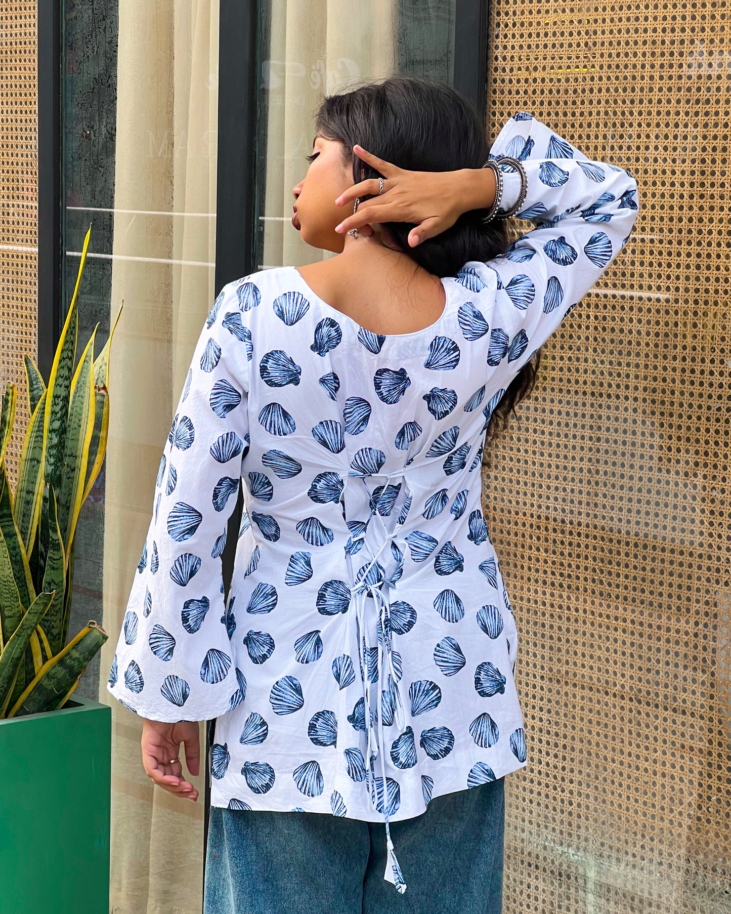 Sea Girl Short Kurti with Corset Back
