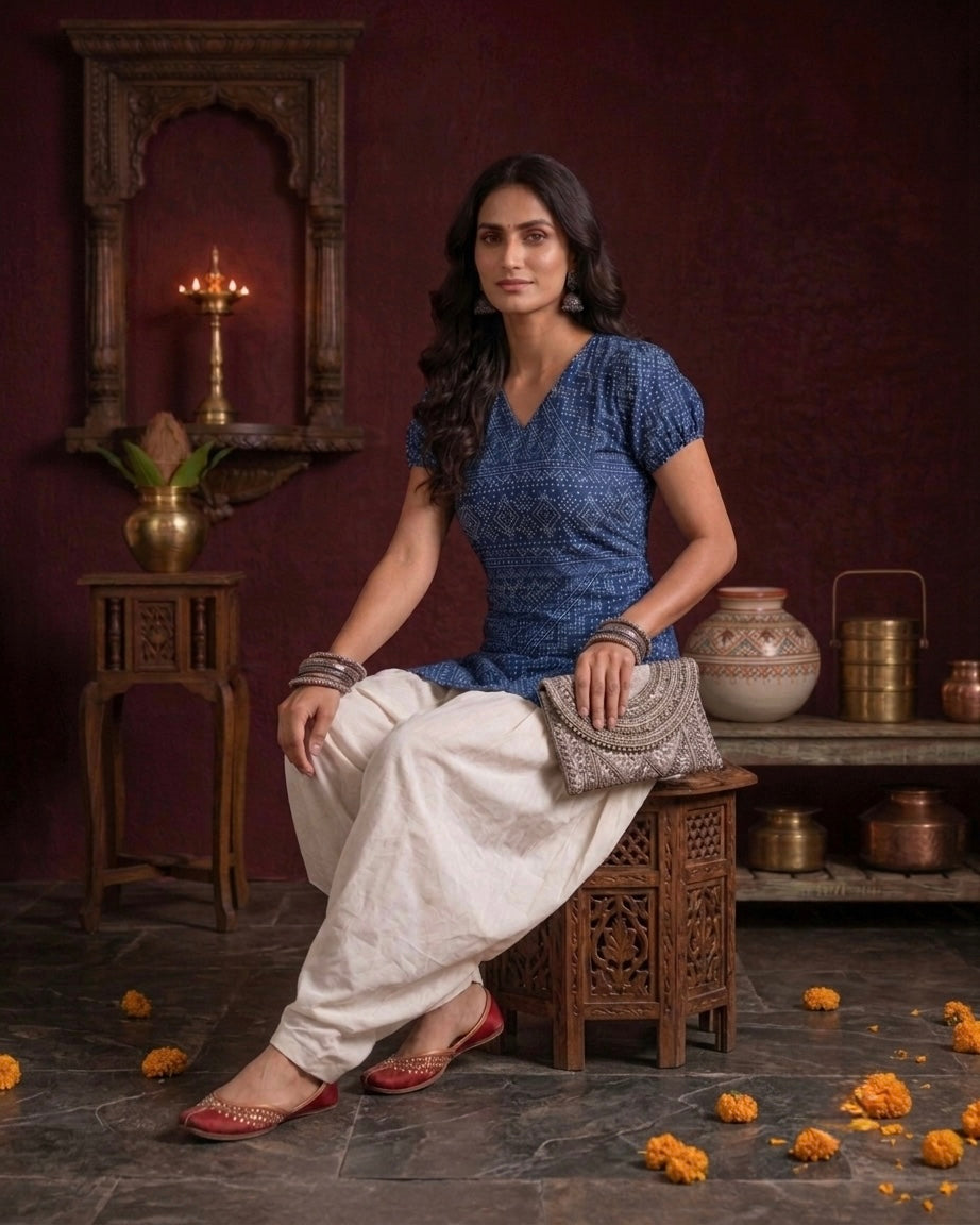 Blueberry Farshi Salwar Coord Set For Women | Printed Ethnic Coord Set by Velltiska