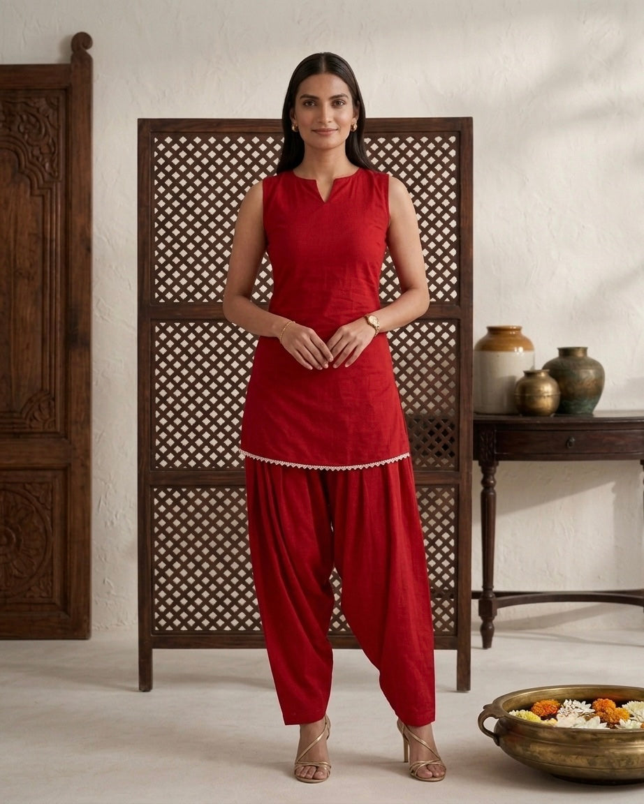 Cherry Soda Farshi Salwar Coord Set For Women | Printed Ethnic Coord Set by Velltiska