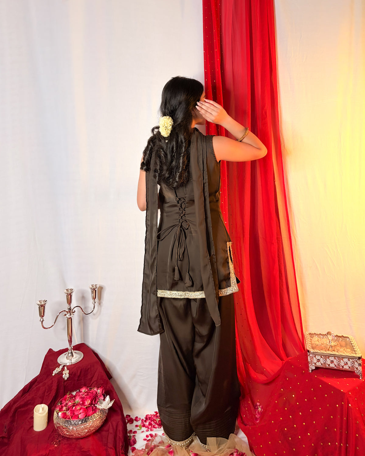Madhubala: Mocha Brown Farshi Salwar Coord Set by Velltiska