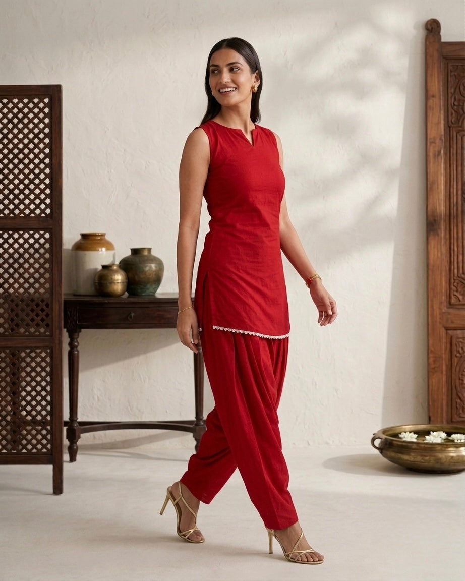 Cherry Soda Farshi Salwar Coord Set For Women | Printed Ethnic Coord Set by Velltiska