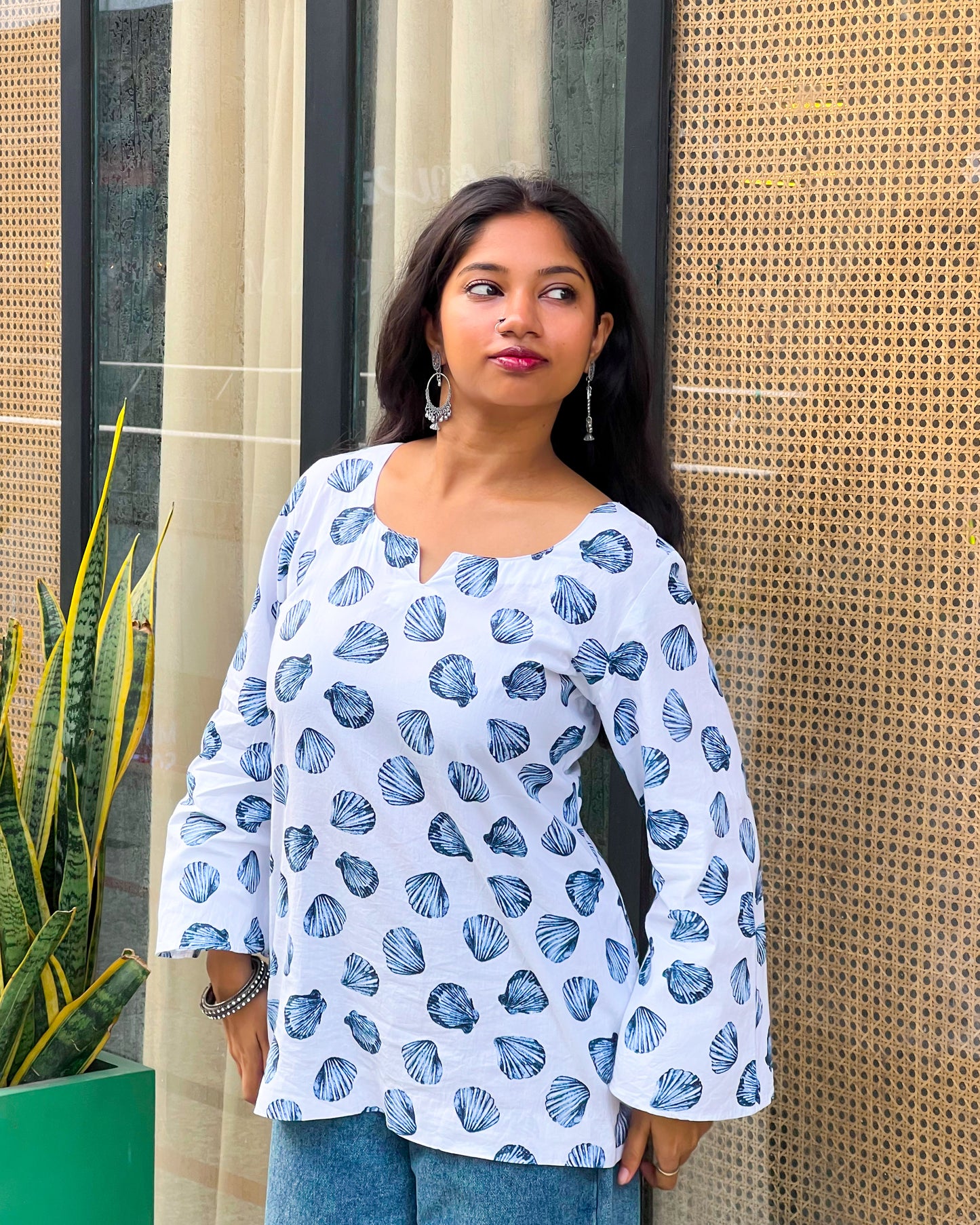 Sea Girl Short Kurti with Corset Back