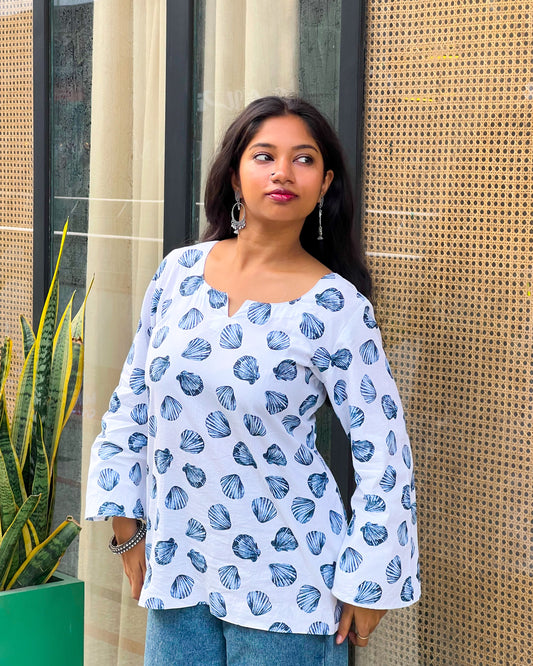 Sea Girl Short Kurti with Corset Back