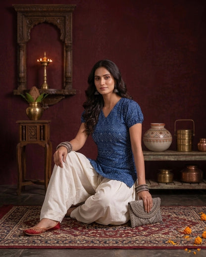 Blueberry Farshi Salwar Coord Set For Women | Printed Ethnic Coord Set by Velltiska