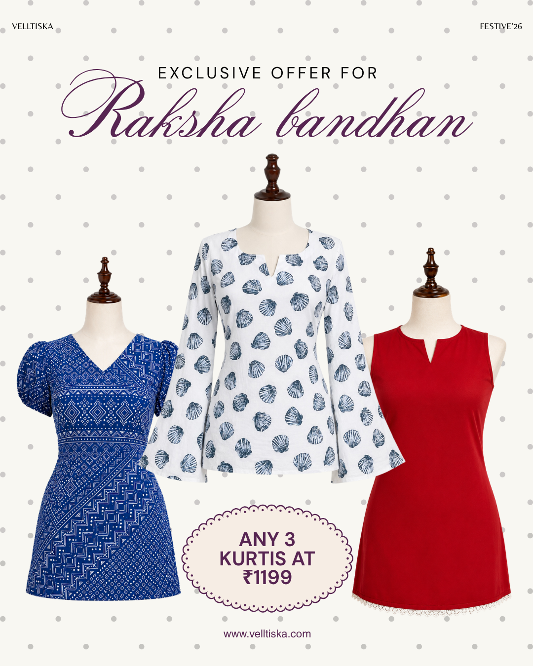 Raksha Bandhan Trio 05: Blueberry, Sea Girl, Cherry Soda Kurti Bundle