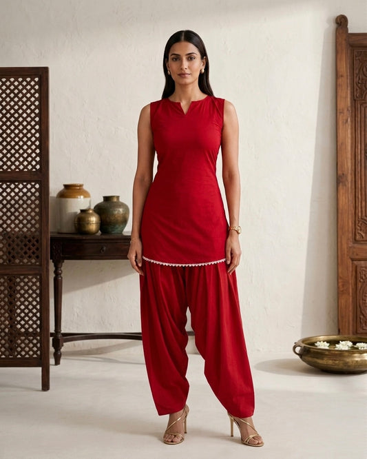 Cherry Soda Farshi Salwar Coord Set For Women | Printed Ethnic Coord Set by Velltiska