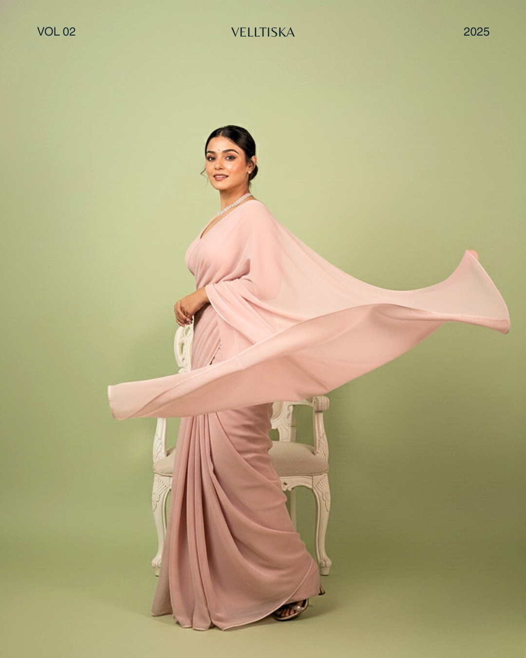 Nazakat: Pastel Pink Heavy Georgette Saree with White Piping