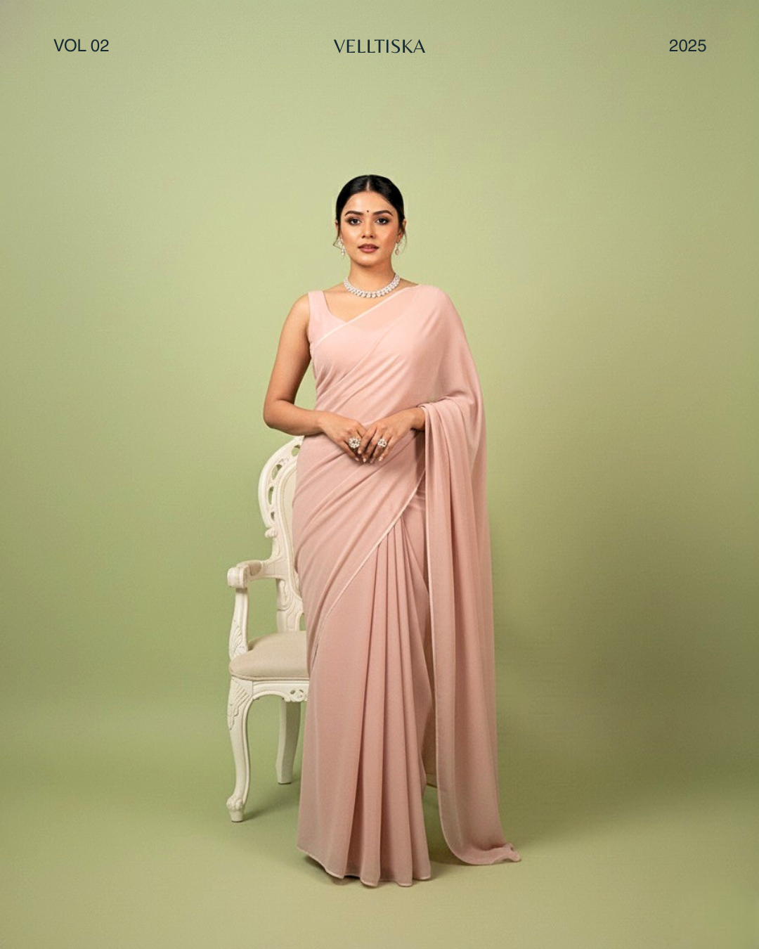 Nazakat: Pastel Pink Heavy Georgette Saree with White Piping