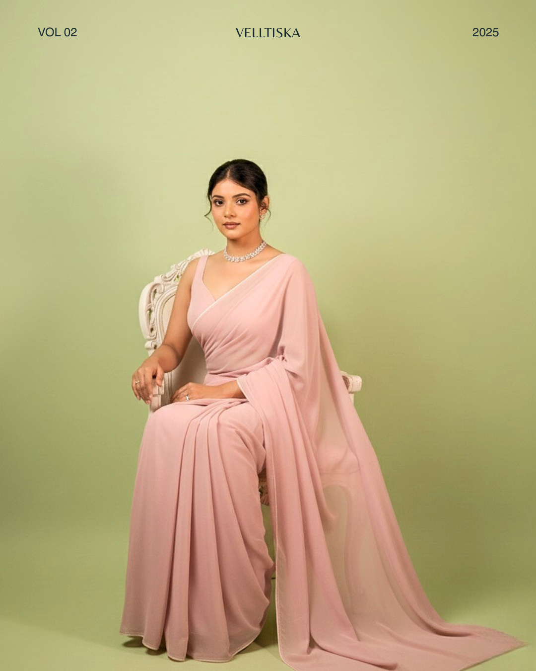 Nazakat: Pastel Pink Heavy Georgette Saree with White Piping