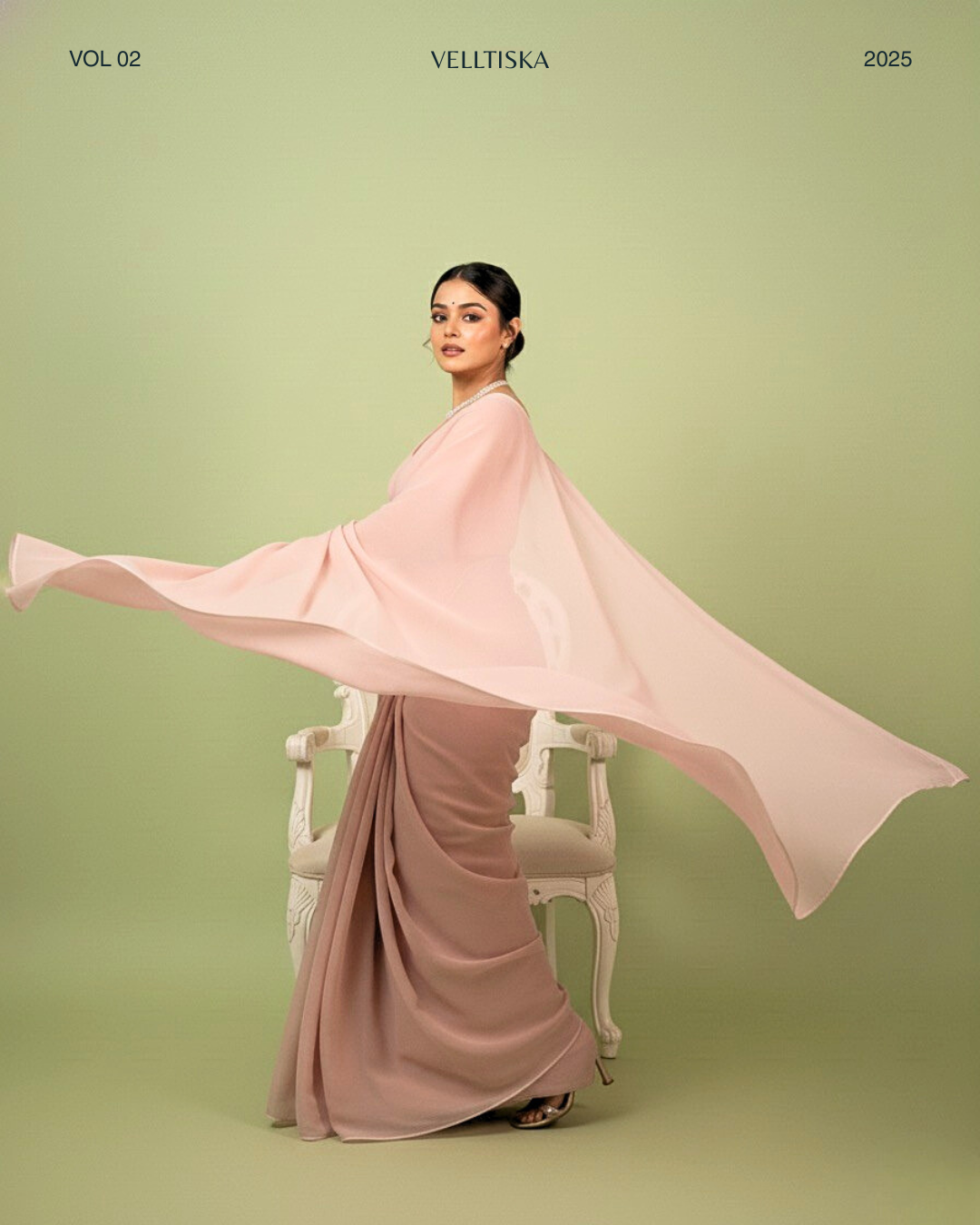 Nazakat: Pastel Pink Heavy Georgette Saree with White Piping