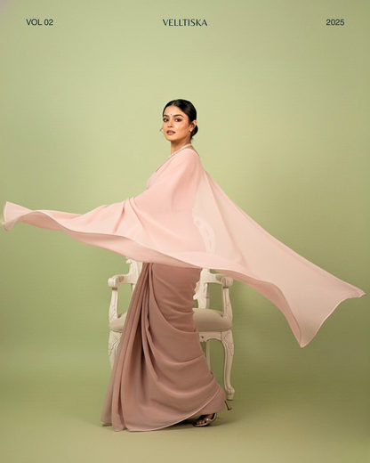 Nazakat: Pastel Pink Heavy Georgette Saree with White Piping