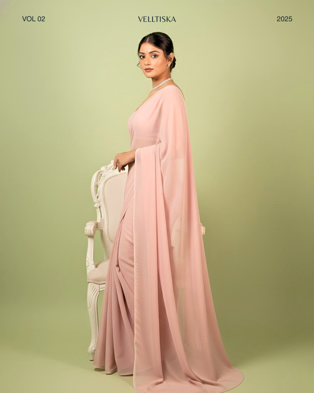 Nazakat: Pastel Pink Heavy Georgette Saree with White Piping