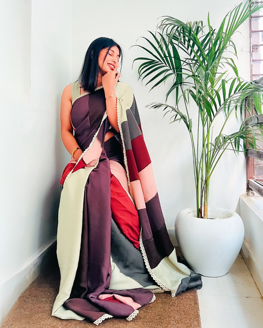 Stitched in Silence- Colorblock Elegance